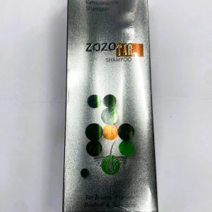 Zozo Tar Shampoo bottle with coal tar and ketoconazole, for dandruff and psoriasis relief.